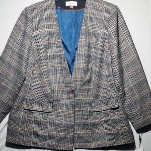 NWT Calvin Klein Womens Blazer Houndstooth‎ Plaid Size 22w